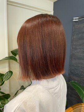 ヘアリゾート粋 トゥジュ 池袋東口店(tujuh) 切りっぱなしボブ/オレンジブラウン