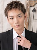 外国人風メッシュカラーのツーブロックショートi与野