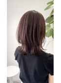 外ハネミディアムレイヤー×ピンクブラウン