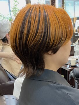 キャラ 池袋本店(CHARA) オレンジアンブレラカラー◎センターパートウルフ【池袋】