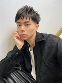 スーツ短髪ツーブロック束感モテる黒髪フェザーパーマt412