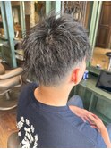 ソフトスパイキーベリーショートツーブロックツイストピンパーマ