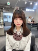 15932黒髪アッシュ韓国レイヤーワンホンヘアラウンドバング