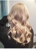 ブリーチ有ダブルカラー/ハイトーンロング/外国人風ブロンドヘア