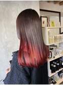 レッドグラデーションカラー/推しカラーダブルカラー/髪質改善