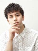 フェザーパーマ/ブルーブラック/刈り上げセンターパート[新宿]