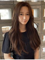 ココロヘアー 住吉店(Cocolo hair)&nbsp;グロスブラウンカラー×センター分け×PRトリートメント