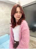 【広島レイヤーカット】カシスレッド×顔まわりレイヤー