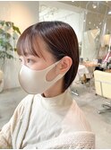 くびれヘア顔周り韓国レイヤーカット黒髪ショートミディアム/柏