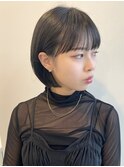 ワイドバンク 耳かけ ボブ ショート レイヤー ブルーブラック
