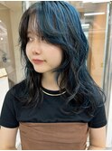 ターコイズブルーのアンブレラカラー#阿倍野#天王寺#ブリーチ