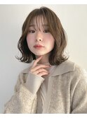 大人可愛い小顔ジャギーボブ似合わせオリーブベージュボブ