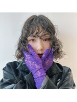 ホロ(hollo)&nbsp;ボブパーマウルフパーマショート/黒髪パーママッシュウルフ