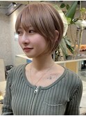 ダブルカラーショートウルフカットショートボブレイヤー前髪あり