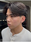 センターパートニュアンスパーマ曲がる縮毛矯正