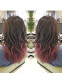 グラデーション カラー × ピンク アッシュ