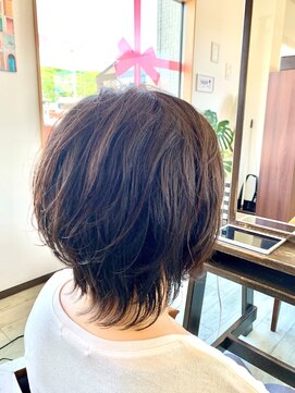 オレンジ(orange) 透け感ショートウルフ