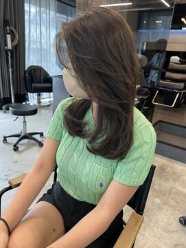 アリュウル 表参道(ALLURE) 顔まわりたっぷりレイヤーザクザクレイヤーオリーブグレー千葉