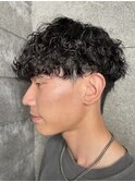 メンズマッシュ波巻きスパイラルパーマ