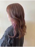 やわらかな印象！ピンクベージュカラーインナーブリーチ