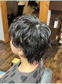【レディース】ショートウルフ×スパイラルパーマ