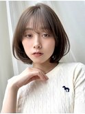 ゆるふわボブ切りっぱなしボブ韓国ボブマロンベージュ KE-04