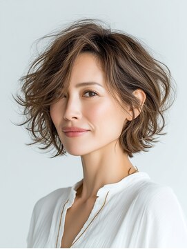 クラゲヘアー/小顔/ココアベージュ/オリーブグレー/川西