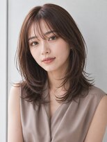 ミリール (Mireel) 上品ブラウンのくびれレイヤー/顔まわりカット