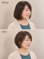 aptas 青山/表参道 白髪染め/白髪ぼかしハイライト/ボリュームアップエクステ&nbsp;表参道/青山/50代/ボブ