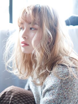 アルバム 銀座(ALBUM GINZA) シフォンベージュ_エアリーミディショートパーマ_38254