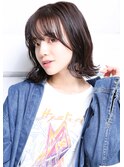 大人可愛い20代30代40代小顔暗めカラー 外ハネボブD7