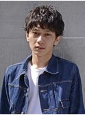 アッシュブラック/マッシュパーマ/短髪/刈り上げ/ビジネス