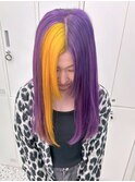 ポイントカラー/ビビットパープル×オレンジイエローカラー