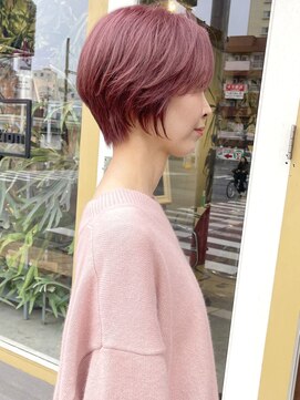 コンビネーション(combination) ピンクレッドカラー ブリーチダブルカラー ショートカット