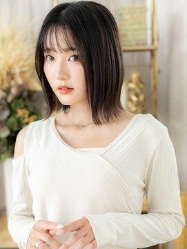 カバーヘア ブリス 志木南口駅前店(COVER HAIR bliss) 艶感ダークアッシュ切りっぱなしミディアムh4志木20代30代40代