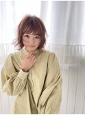 艶髪暖色カラー×大人可愛い 肩上外はねボブ