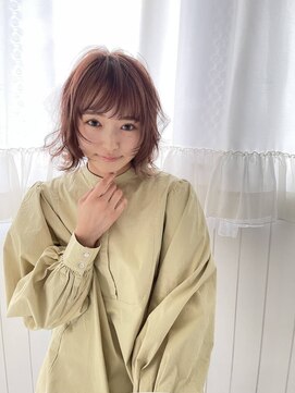 アッシュ 亀戸店(Ash) 艶髪暖色カラー×大人可愛い 肩上外はねボブ