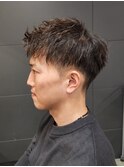 刈り上げショートメンズツイストスパイラルパーマアップバング