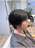 シースルーバング透明感カラーショートカット似合わせカット