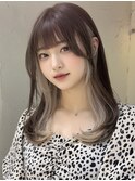 ”韓国風インナーカラーホワイトミルクティー×レイヤーカット