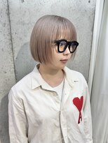ラニヘアサロン(lani hair salon)&nbsp;ミルクティーベージュ/切りっぱなしボブ/ブリーチ/ハイトーン