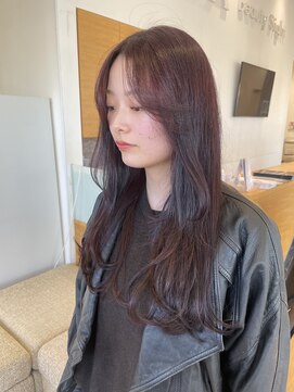 サラビューティーサイト 九大学研都市店(SARA Beauty Sight) ワインレッド/ハッシュカット/カーテンバング/暖色