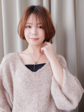 カバーヘア イヴ 戸頭店(COVER HAIR EVE) シースルーバング/内巻きショート/オレンジブラウン/20代30代e