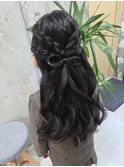 ツイン三つ編みヘアアレンジ