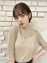 エフ ヘアーアンドリラクゼーション(F. hair & relaxation) 20代30代梅田中崎町丸みショートボブオリーブベージュ