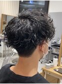 ツーブロック×波巻きパーマ