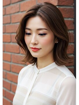 フルショウ 小牧(FURUSHO) 白髪ぼかしマロンベージュレイヤーカット外ハネボブ結べるボブ