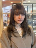 アンブレラカラーアッシュグレーベリーショート切りっぱなしボブ