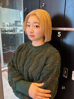 インク サカエ(inq sakae)&nbsp;ケアブリーチ2回/ハイトーン/イエローベージュ/ショートボブ