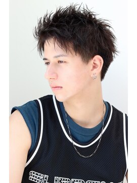 ネイビー(NAVY) メンズカット アップバングショート 髪質改善 社会人 就活 30代